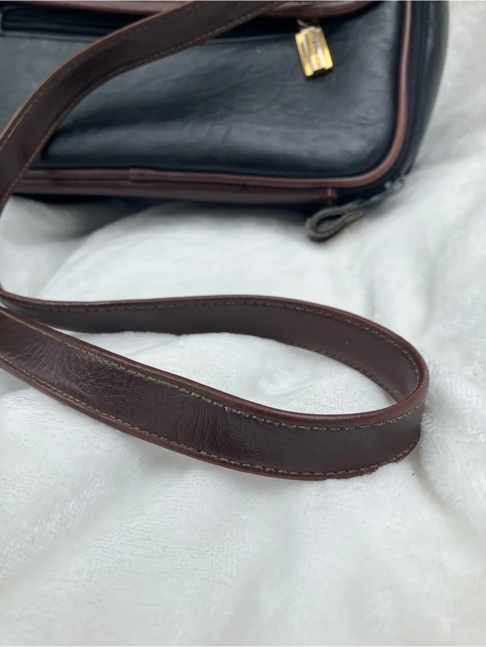 Capezio Black Briefcase with Brown Trim and Gold Hardware